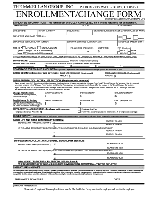 Employee Life Insurance Enrollment Form