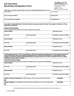Life Insurance Beneficiary Designation Form