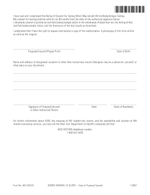 Authorization and Informed Consent for HIV Testing