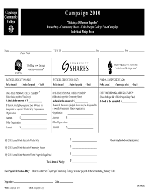 United Way Pledge Form