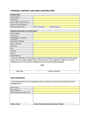 Financial Support and Bank Certification