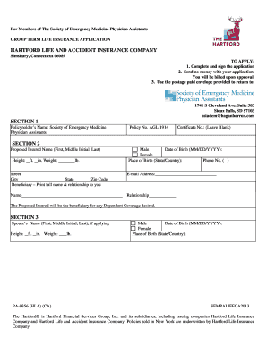 Group Term Life Insurance Application