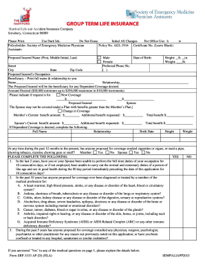 Group Term Life Insurance Application