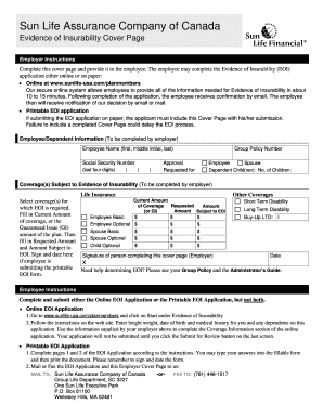 Sun Life Evidence of Insurability Form