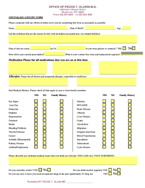 Ophthalmic History Form