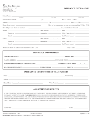 Patient Insurance Information Form