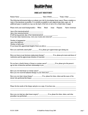 Breast Cancer Risk Assessment Form