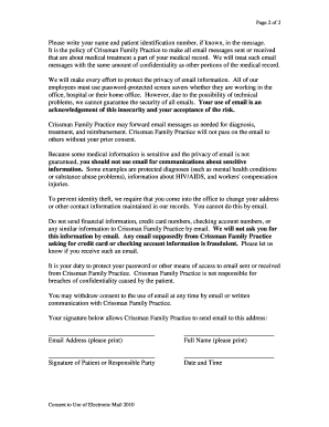 Consent to Use of Electronic Mail