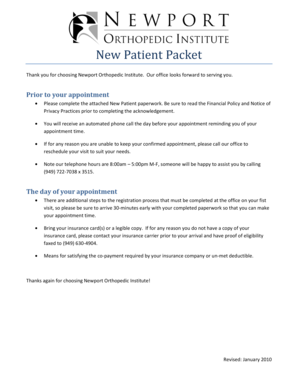 New Patient Packet
