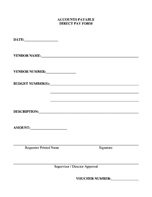 Accounts Payable Direct Pay Form