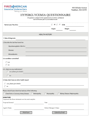 Hyperglycemia Questionnaire