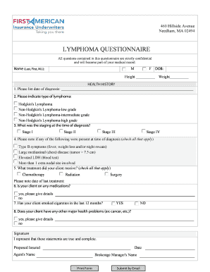 Lymphoma Questionnaire