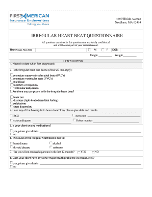 Irregular Heart Beat Questionnaire