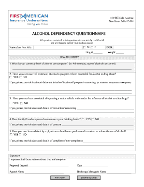 Alcohol Dependency Questionnaire
