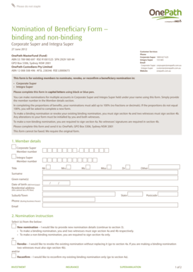 Nomination of Beneficiary Form