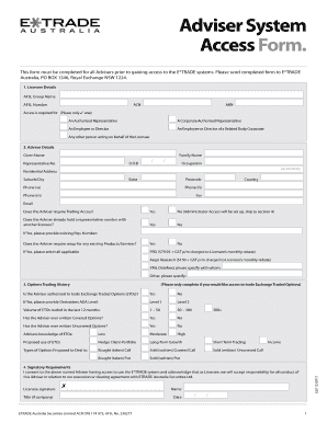 E*TRADE Australia Adviser Access Form