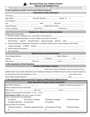 Maryland Infants and Toddlers Program Referral Form