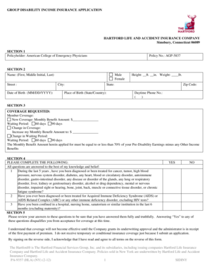 Group Disability Income Insurance Application