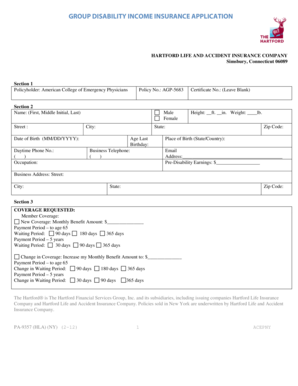 Group Disability Income Insurance Application