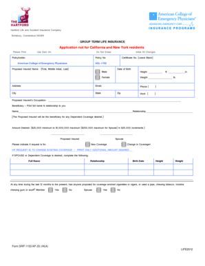Group Term Life Insurance Application