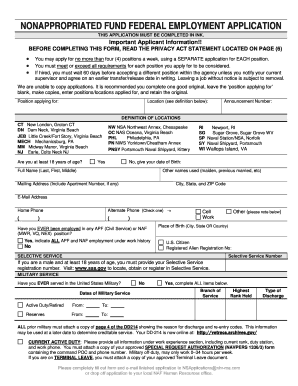 Nonappropriated Fund Federal Employment Application