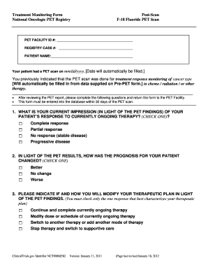 Treatment Monitoring Form Post-Scan