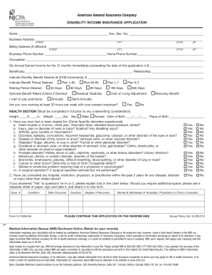 Disability Income Insurance Application