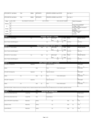 Residential Rental Application Form
