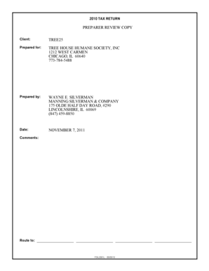 2010 Federal Tax Return for Exempt Organizations