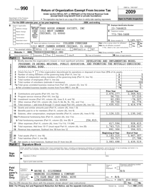 Form 990 Tax Return for Exempt Organizations 2009