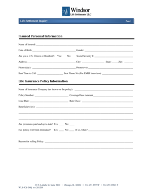 Life Settlement Inquiry Form