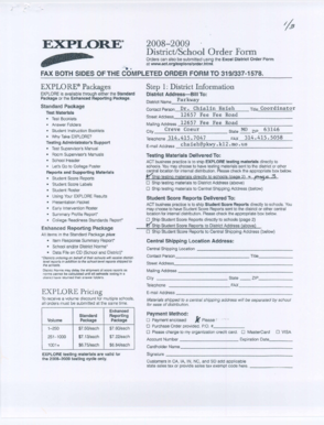 EXPLORE District Order Form 2008-2009