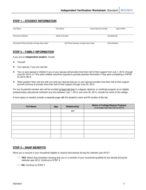 Independent Verification Worksheet