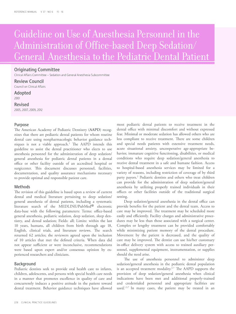Fillable Online Guideline on Use of Anesthesia Personnel in the Fax