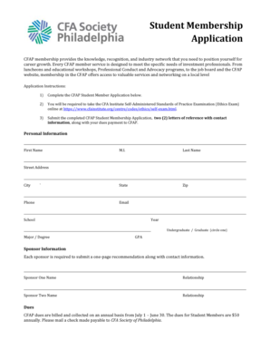 Student Membership Application - Societies - cfasociety