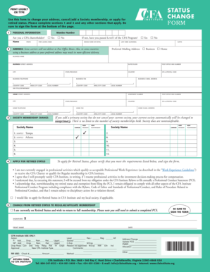 CFA Institute Membership Change Form