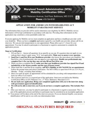 Americans with Disabilities Act Mobility Paratransit Application