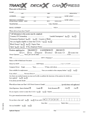 TransX Driver Application Form