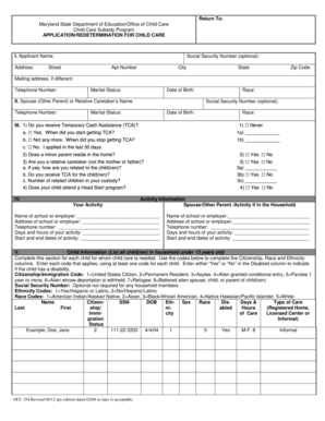 Maryland Child Care Subsidy Application