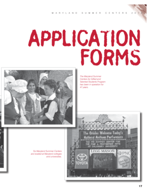 Maryland Summer Centers 2014 Application Form