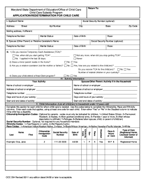 Maryland Child Care Subsidy Application