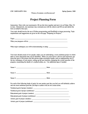 Project Planning Form