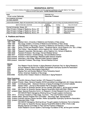 Biographical Sketch Form