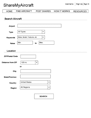 Aircraft Listing Form