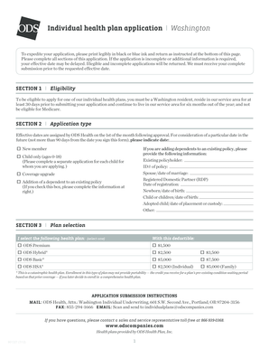 Washington Individual Health Plan Application