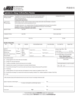 Maryland Salvage Certificate Application