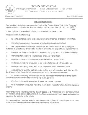 Fire Sprinkler Permit Application