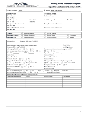 Making Home Affordable Request for Modification and Affidavit