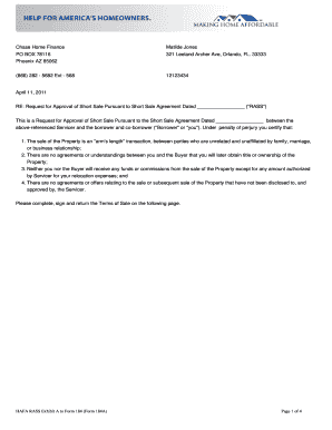 Request for Approval of Short Sale