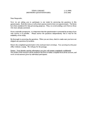 Mother's Questionnaire